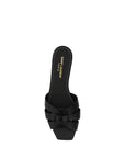 Saint Laurent Black Leather Flat Sandals