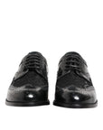 Dolce & Gabbana Black Leather Floral Lace Formal Shoes
