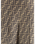 Fendi Monogram Silk Wide-Leg Pants