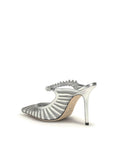 Jimmy Choo Bing 100 Sabot Silver Leather Heeled Mules