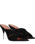 Amina Muaddi Samantha Leather Mule Sandals - Black