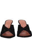 Amina Muaddi Samantha Leather Mule Sandals - Black