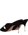 Amina Muaddi Samantha Leather Mule Sandals - Black