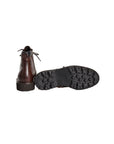 Roberto Pepe Luxury Leather Lace-Up Combat Boots - Dark Brown - Made In Italy
