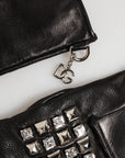 Dolce & Gabbana Embellished & Studded Fingerless Gloves - Black