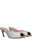 The Attico Ada Embellished Heeled Mule Sandals - Silver