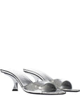 The Attico Bes Leather Heeled Mule Sandals - Silver