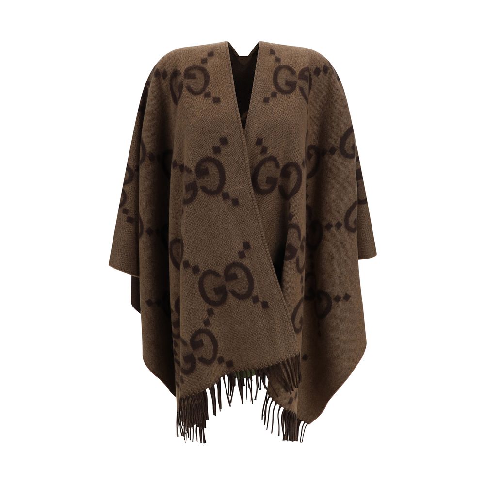 Gucci GG Brown Cashmere Cape & Shawl