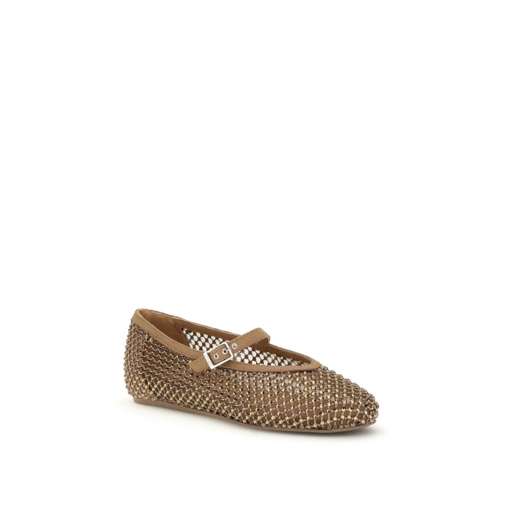 LE SILLA Gilda Crystal Embellished Mary Jane-Ballet Flats - Mocha Brown
