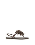 LE SILLA Rose Leather Flat Sandals - Brown