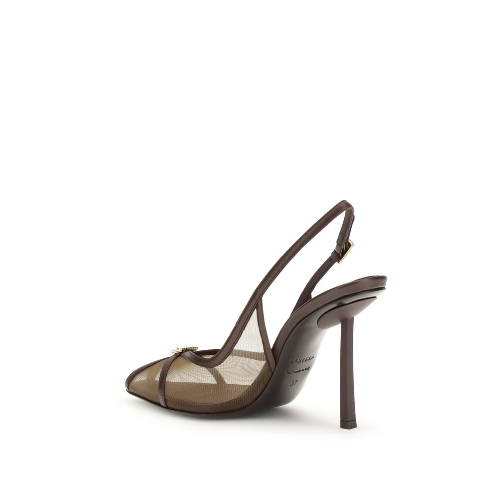 LE SILLA Vittoria Mesh Stiletto Heel Sandals - Brown