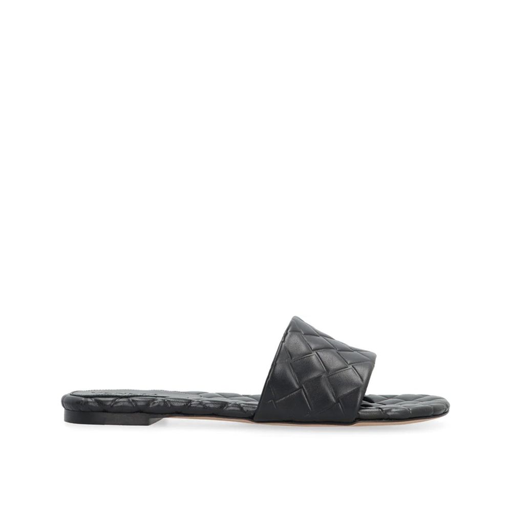Bottega Veneta Black Quilted Leather Flat Sandals