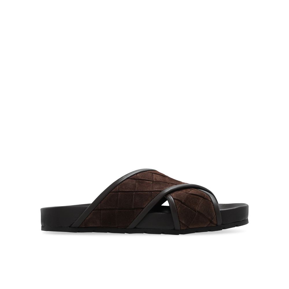 Bottega Veneta Brown Woven Leather Flat Sandals
