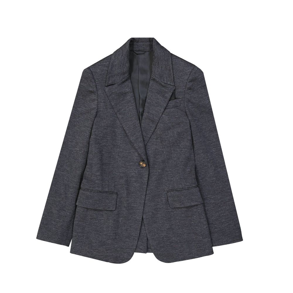 Brunello Cucinelli Casual Wool Blazer - Dark Gray/Grey