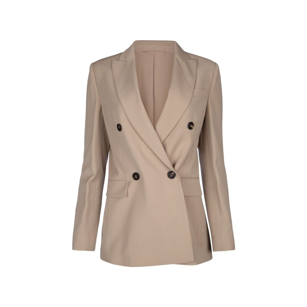 Brunello Cucinelli Virgin Wool Double-Breasted Blazer - Beige