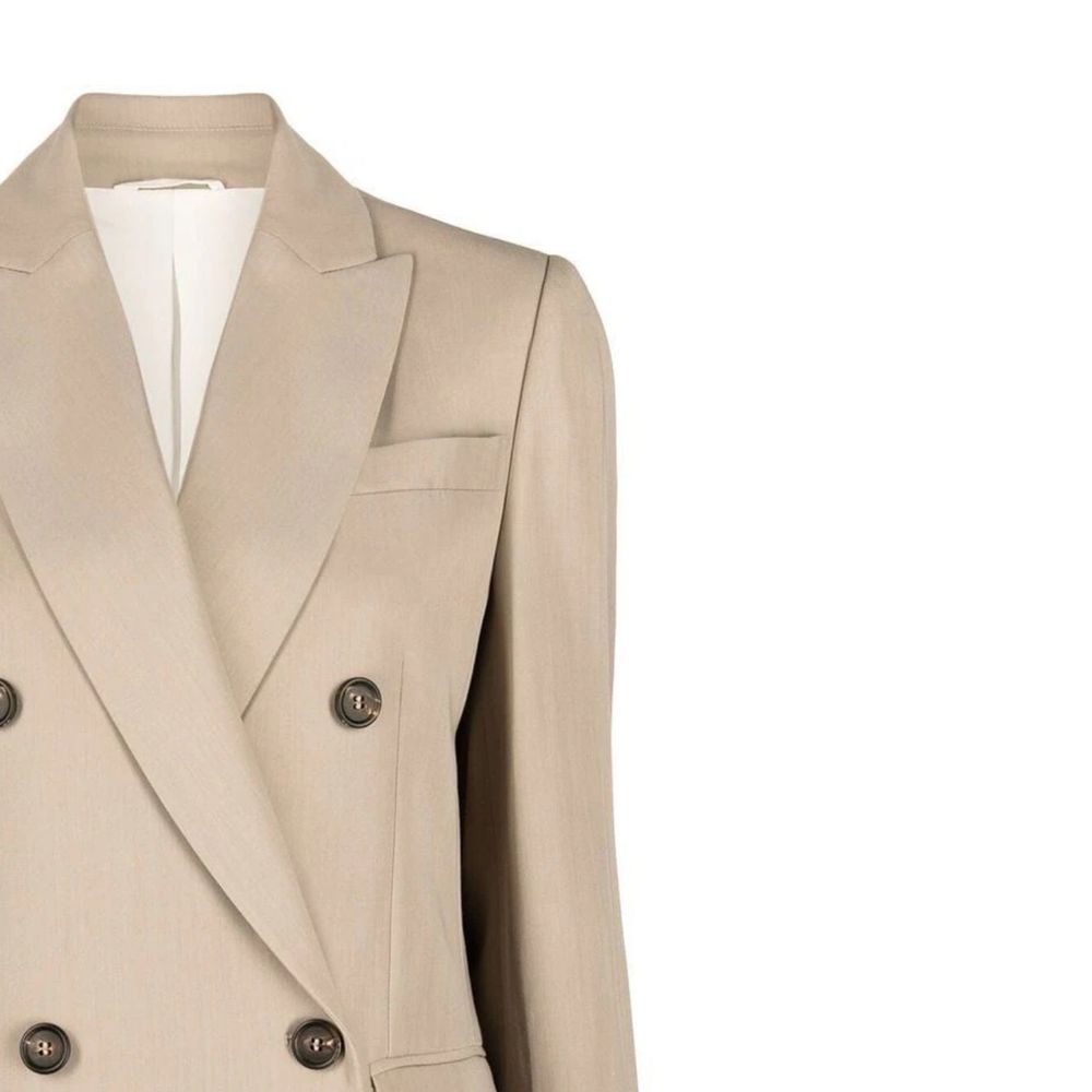 Brunello Cucinelli Virgin Wool Double-Breasted Blazer - Beige