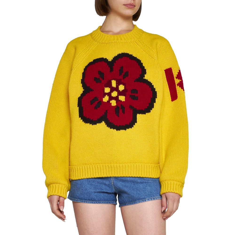 Kenzo Maxi-Flower Oversize Knit Sweater - Yellow