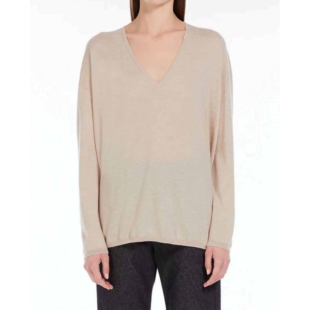 Max Mara V-Neck Cashmere Sweater - Cool Beige