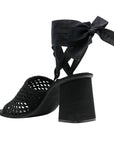 Miu Miu Bow Ankle Strap Block Heel Sandals