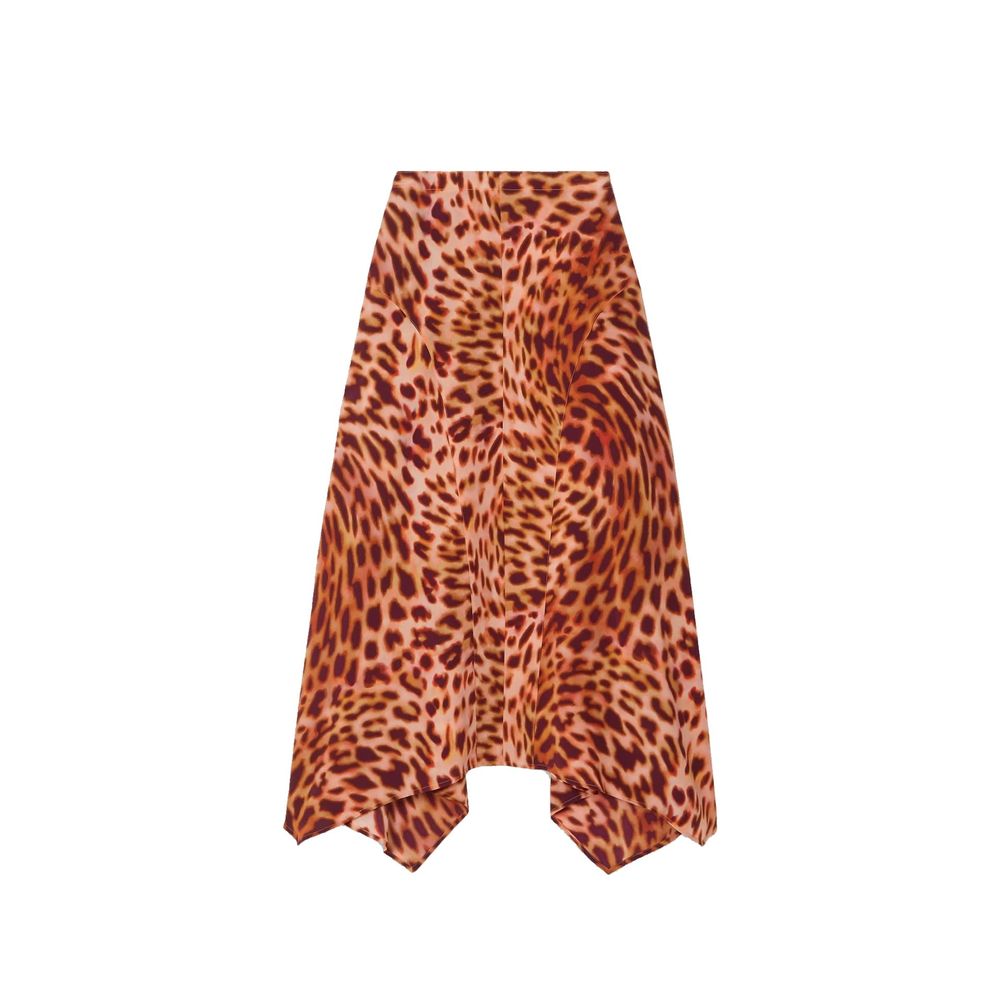 Stella McCartney Leopard Print Silk Asymmetric Midi Skirt