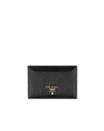 Prada Leather Lettering Logo Card Case - Black