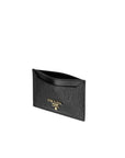 Prada Leather Lettering Logo Card Holder - Black