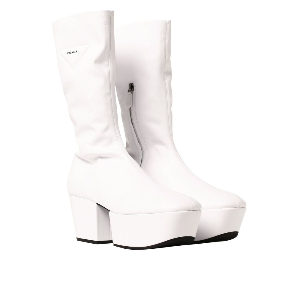 Prada Side Zip Rain Boots - White