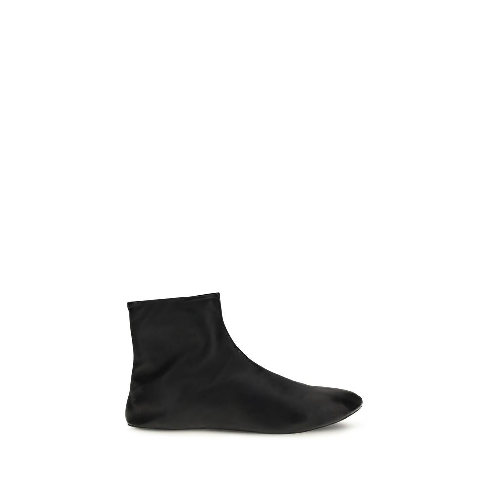 The Row Leather Ankle Boots - Black