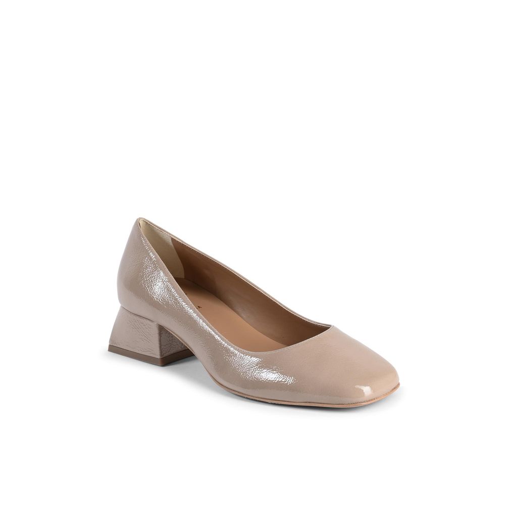 19V69 Italia Sofia Leather Heeled Pumps - Beige - Made In Italy