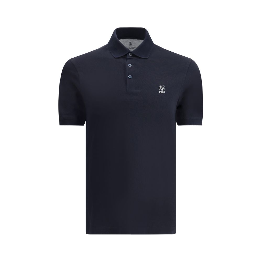 Brunello Cucinelli Deep Blue Cotton Polo Shirt
