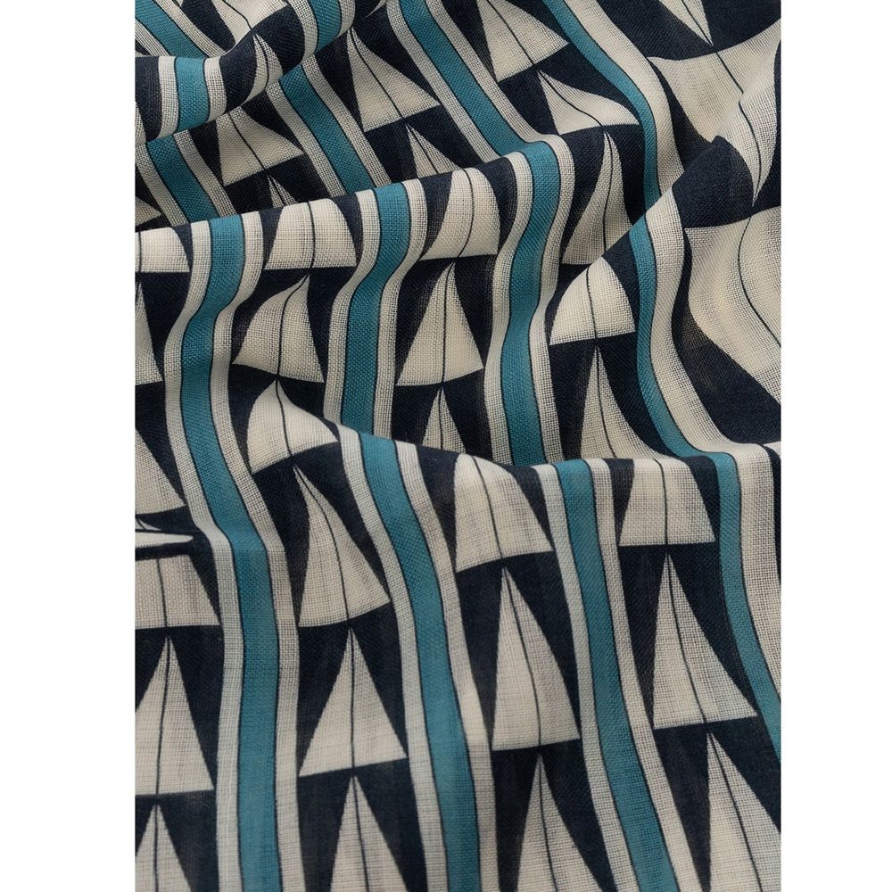 Lanvin Blue Geometric Wool Scarf
