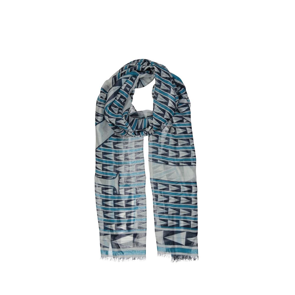 Lanvin Blue Geometric Wool Scarf