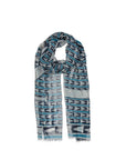 Lanvin Blue Geometric Wool Scarf