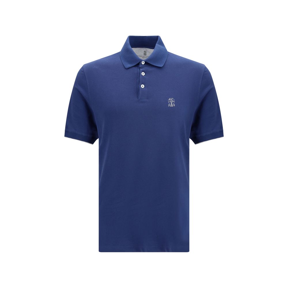 Brunello Cucinelli Azure Blue Cotton Polo Shirt