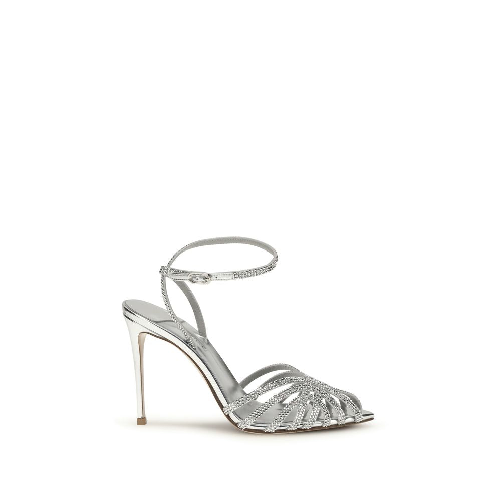 LE SILLA Embrace Divina Leather Stiletto Heel Sandals - Silver