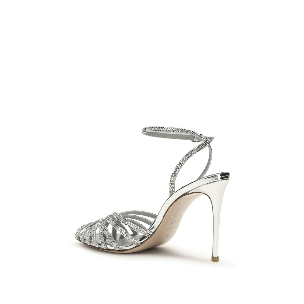 LE SILLA Embrace Divina Leather Stiletto Heel Sandals - Silver
