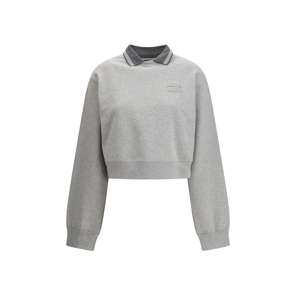 Miu Miu Gray/Grey Cropped Sweatshirt