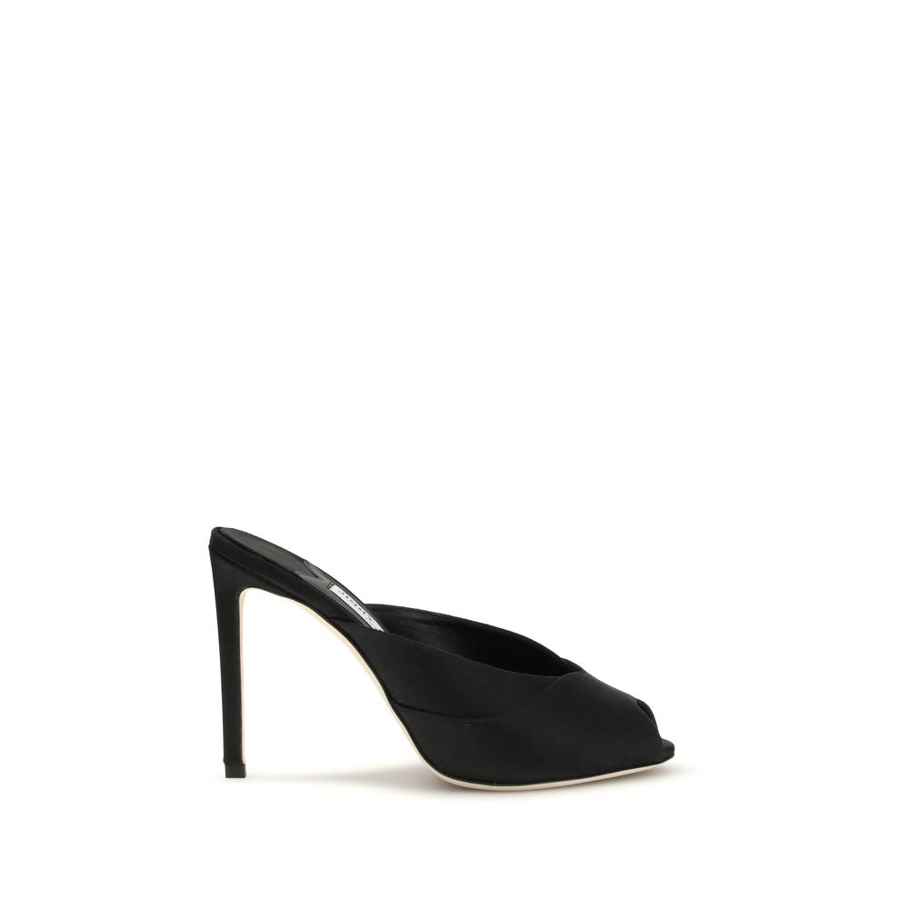 Jimmy Choo Black Leather Peep Toe Stiletto Heels