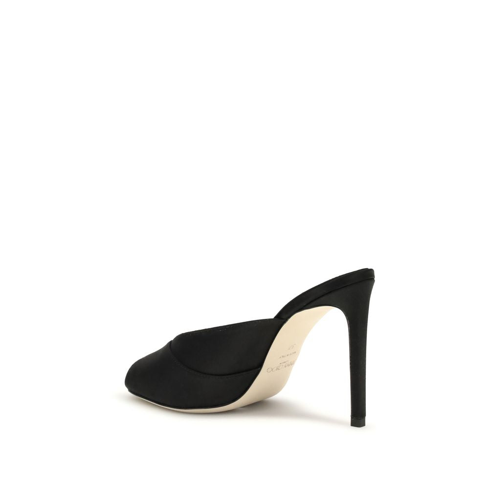 Jimmy Choo Black Leather Peep Toe Stiletto Heels