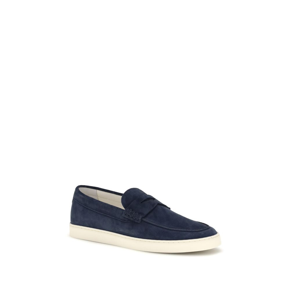 Brunello Cucinelli Deep Blue Casual Suede Leather Loafers