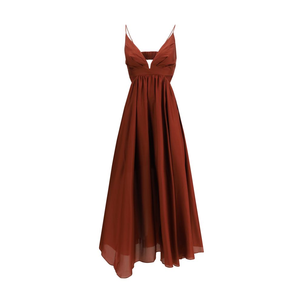 Zimmermann Wanderlust Bordeaux Silk Maxi-Long Dress