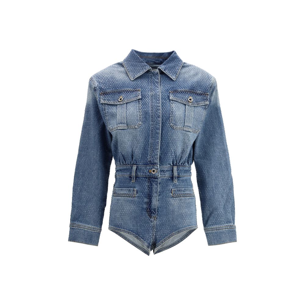 Self-Portrait Vintage Denim Mini Playsuit 