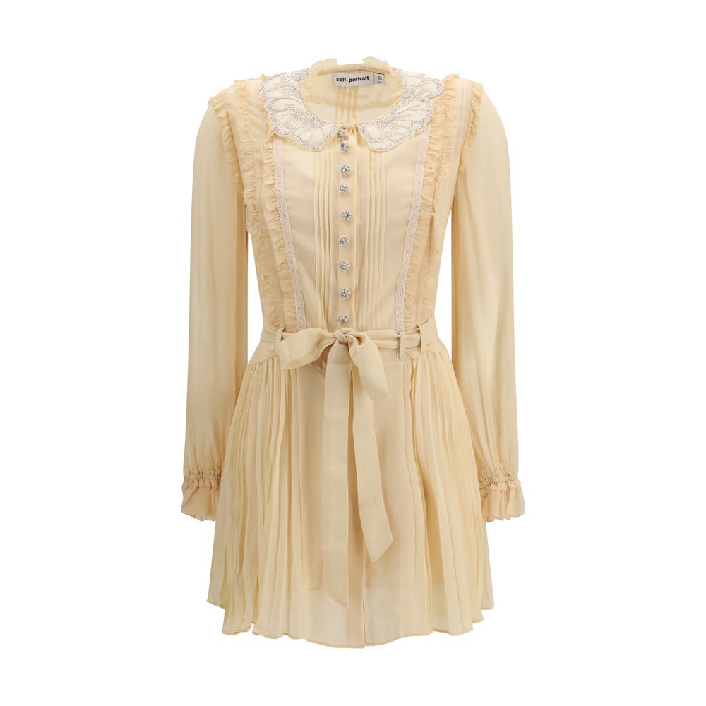 Self-Portrait Pleated Georgette Mini Dress