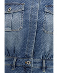 Self-Portrait Vintage Rhinestone Embellished Denim Playsuit