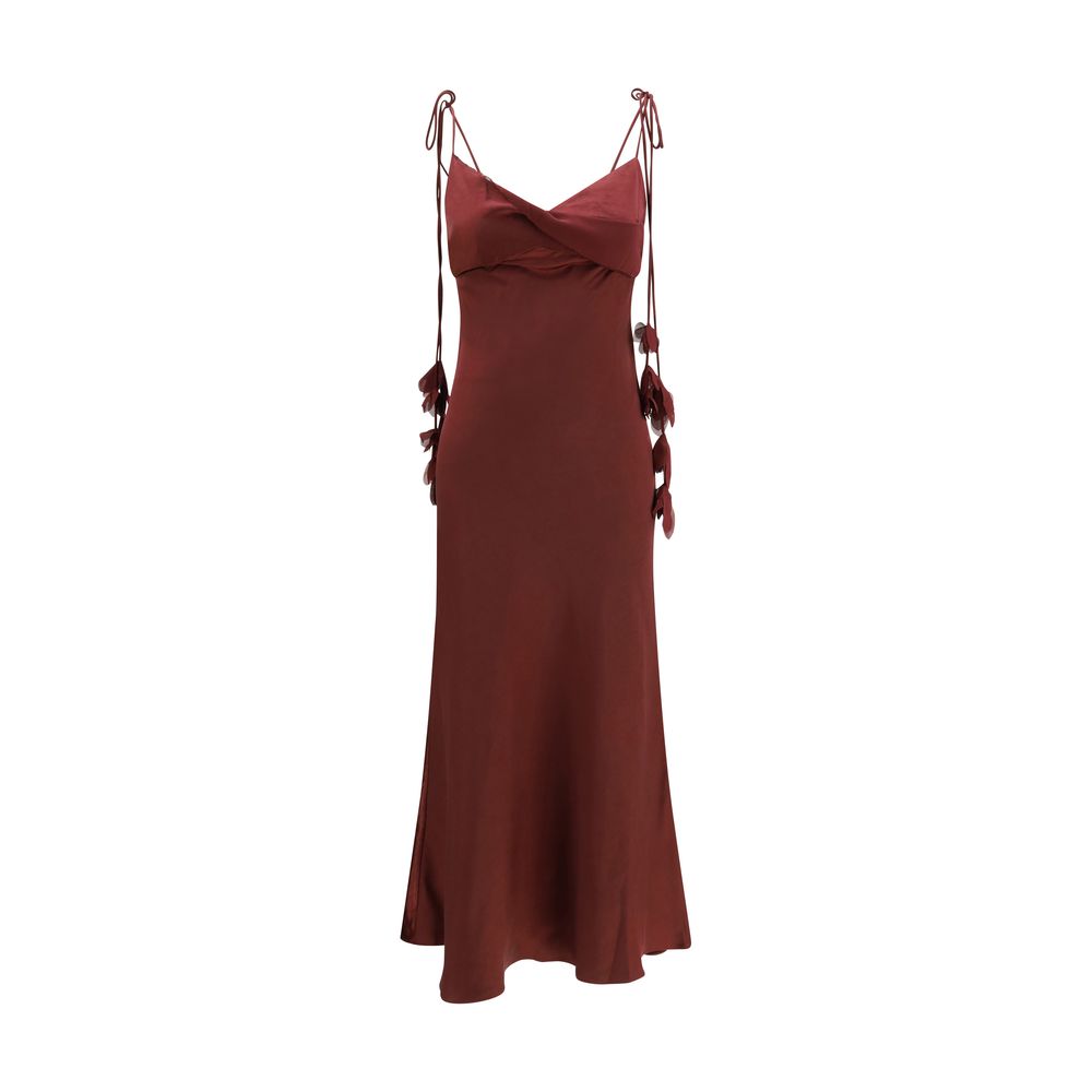 Self-Portrait Satin Midi Dress - Burgundy