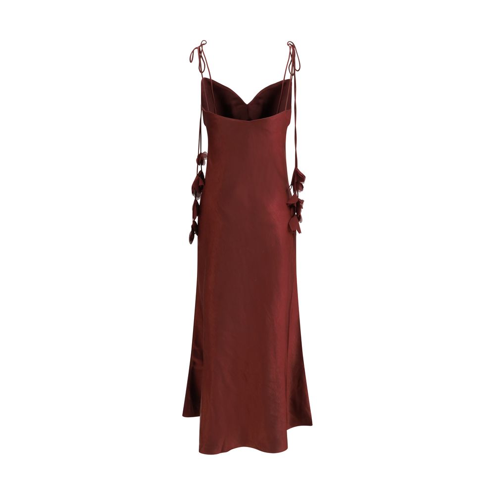 Self-Portrait Satin Midi Dress - Burgundy