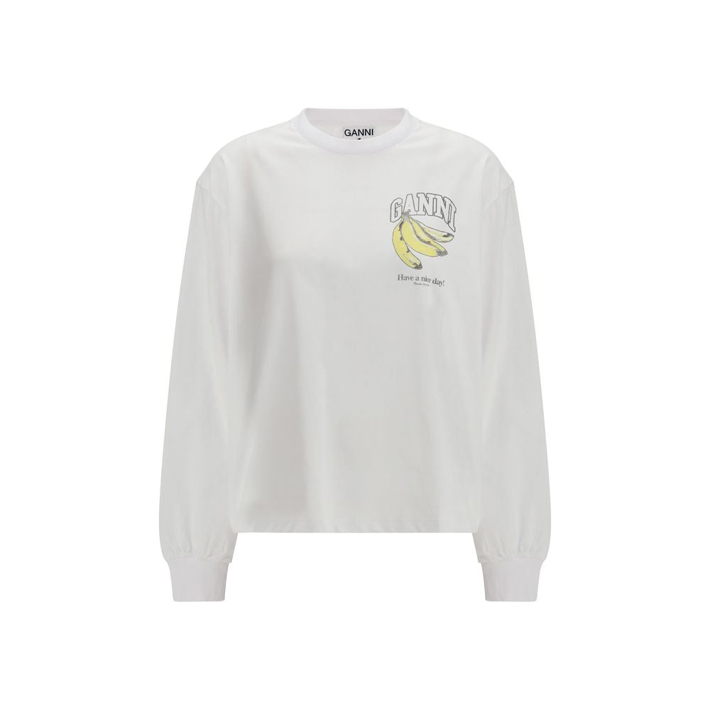 Ganni Banana Sweatshirt Top - White