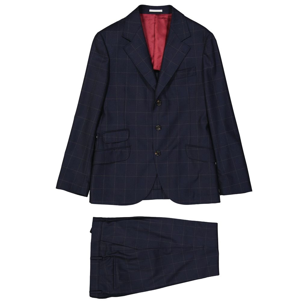Brunello Cucinelli Checkered Wool Two-Piece Suit - Blue