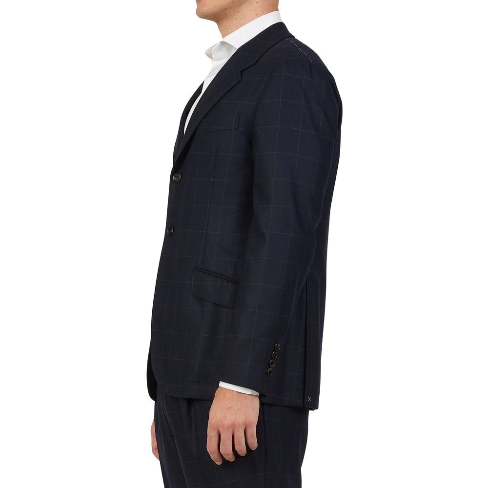 Brunello Cucinelli Checkered Wool Two-Piece Suit - Blue