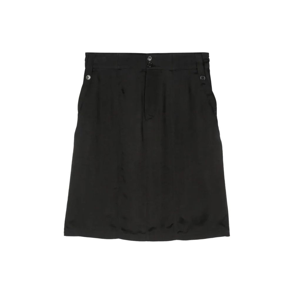 Saint Laurent Black Cupro Mini-Midi Skirt